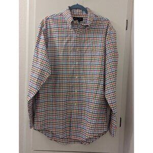 Brooks Brothers Mens Multicolor Plaid Long-Sleeve Button-Down Shirt Non-Iron Sup